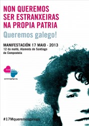 Manifestación nacional, o 17 de maio, baixo o lema “Non queremos ser estranxeiras na nosa Patria. Queremos galego!”